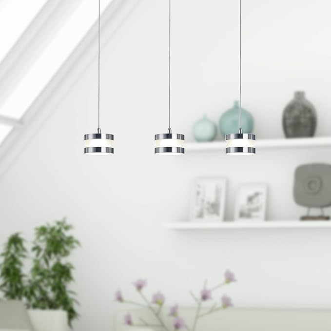 Mercury 3 Mini Pendant Lighting Nickel - LED Hanging Light Fixture for Kitchen Island, Bar, Foyer - Cluster Pendants - Dimmable, Adjustable Wire, Lamp Bulb Included