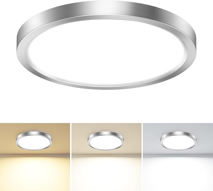 hepside 1PACK LED Flush Mount Ceiling Light, 3CCT Selectable 3000K-4000K-6500K & 100W Equivalent Modern Kitchen Recessed Ceiling Lamp 15W 1500Lm 7.5 Inch for Bathroom Closet Laundry Bedroom