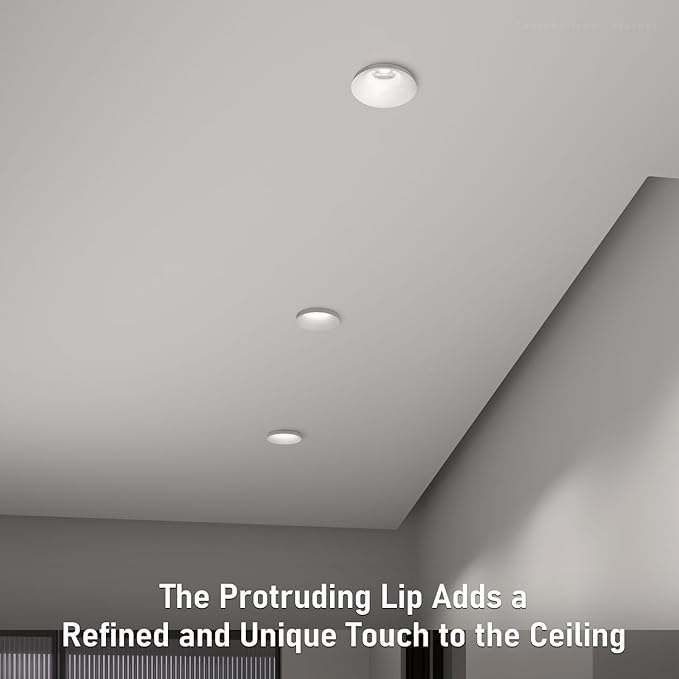 TORCHSTAR 5CCT Trimless 3 Inch LED Recessed Light, 12W Canless Dimmable LED Downlights with J-Box, Anti-Glare Semi-Recessed Downlight, 2700K/3000K/4000K/4500K/6500K Selectable, CRI 90, Pack of 2