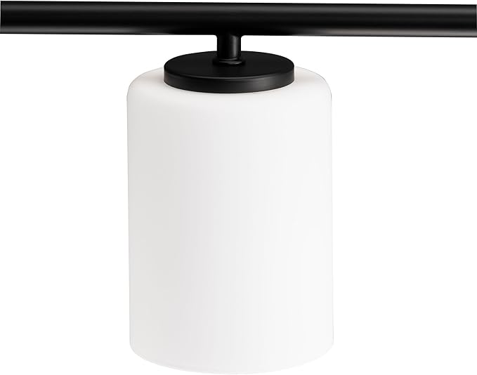 Progress Lighting Replay Collection 48 in. 6-Light Textured Black Etched White Glass Modern Bath Vanity Light