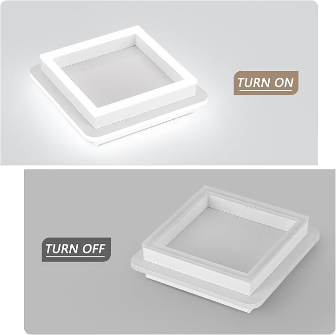 CANEOE 2 Packs Square Flush Mount Ceiling Light, 6000K Modern LED Ceiling Light Fixture, Minimalist Hallway Lighting Fixture Ceiling Lamp for Hallway Entryway Bedroom Balcony (White)