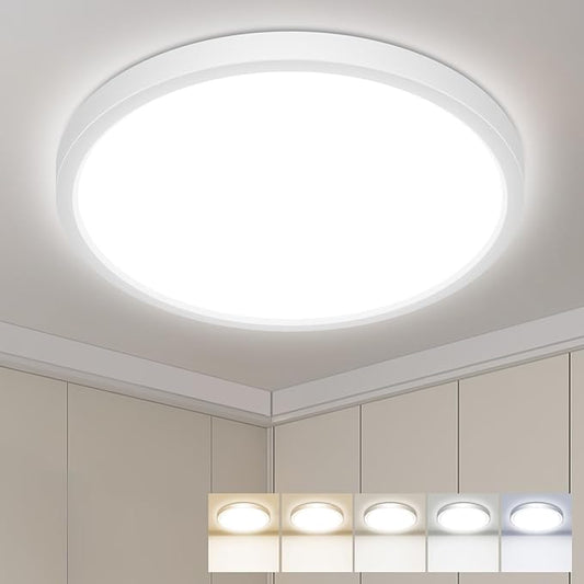 hepside LED Flush Mount Ceiling Light, 15Inch 30W LED Ceiling Lights Fixture,5 Color Temperatures in One,Ultra-Thin Flush Mount Light Fixture for Closet Bathroom Hallway Bedroom Laundry