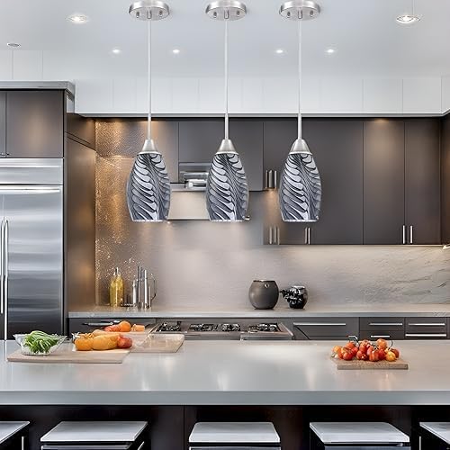 Viinew 1-Pack Mini Glass Pendant Light 4.72" with Handblown Black Gray Marble Art Glass Hanging Light Oval Ceiling Hanging Light Fixture for Dining Room Kitchen Island Cafe Foyer Hallway