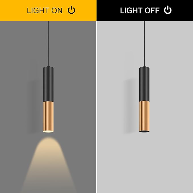 Simple and Modern Black Cylindrical Pendant, 1-Light Chandelier with Adjustable Rope, Matching GU10 Sockets for Living Room, Bedroom and Dining Room (Spotlight) (2 Pack)