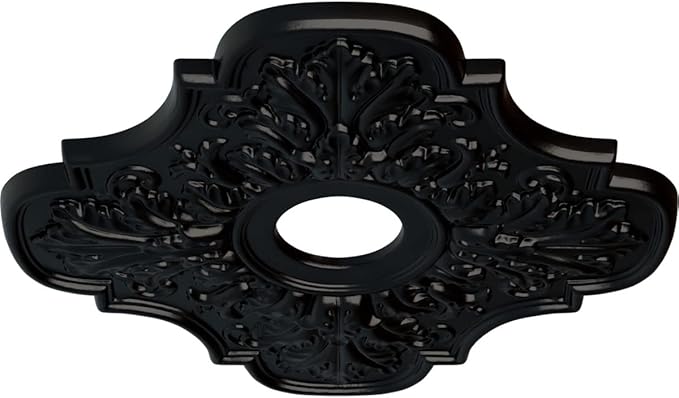 Ekena Millwork CM17PEBLFDecorative Ceiling Medallions Modeled After Original Historical Patterns & Designs, Jet Black