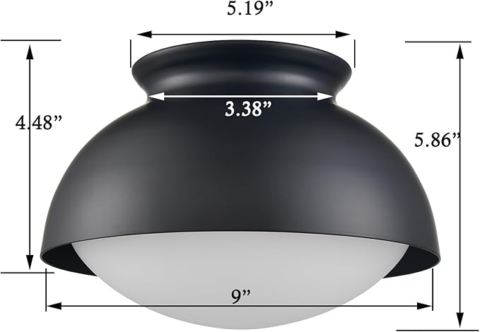Moose Black Semi Flush Mount Ceiling Light Fixture Modern Ceiling Light for Bedroom Living Room Entryway Hallway