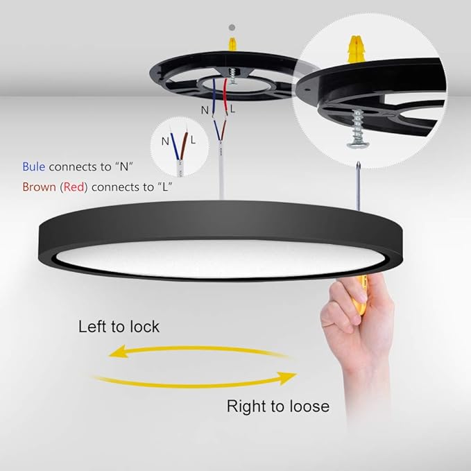 LED Flush Mount Ceiling Light Fixture, 12 Inch 24W (240W Equivalent) 2800K Warm White, 3200LM, Flat Modern Round Lighting Fixture, Black Ceiling Lamp for Kitchens, Stairwells, Bedrooms.etc.
