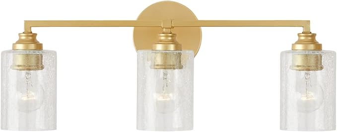 Capital Lighting 120531CG-422 Milan Iced Glass Bath Vanity Wall Mount, 3-Light 300 Total Watts, 9" H x 23" W, Capital Gold