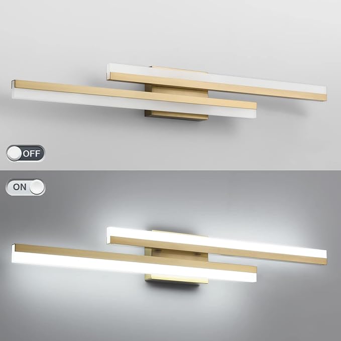 PRESDE 32" LED Vanity Light Bar, Modern Brushed Gold Bathroom Light Fixtures Over Mirror