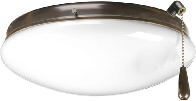 Progress Lighting 2-Light Ceiling Fan Light Kit for AirPro Collection Ceiling Fans, Modern Tranisitonal Style with Wide Low Profile Opal Glass Diffuser, Includes 2 LED Light Bulbs, Antique Bronze