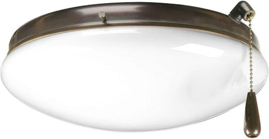 Progress Lighting 2-Light Ceiling Fan Light Kit for AirPro Collection Ceiling Fans, Modern Tranisitonal Style with Wide Low Profile Opal Glass Diffuser, Includes 2 LED Light Bulbs, Antique Bronze
