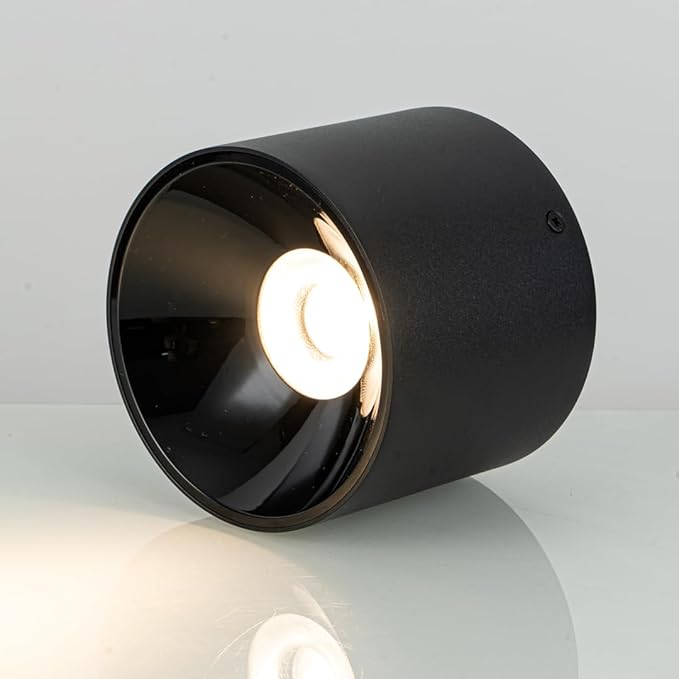 12W 5CCT Modern Led Ceiling Spotlights Indoor Dimmable 2700K-3000K-3500K-4000K-6000K Selectable, 4.72" Black Cylinder Ceiling Spot Light CRI 95+ Mini Led Spot Lights Fixtures, 2 Pack