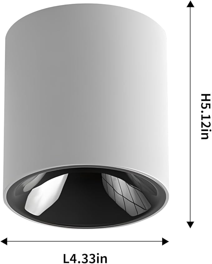 24W LED Dimmable White Ceiling Spot Light 4.92'' Aluminum CRI90 3000KCylinder Spotlight Indoor Modern Minimalist Focus White Ceiling Down Light Fixture for Living Room Hallway Foyer 6 Pack