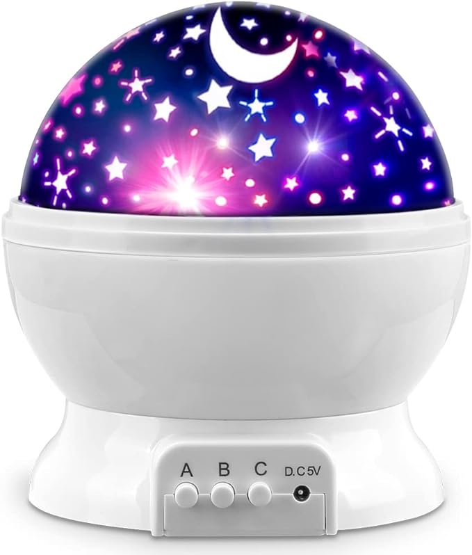 MOKOQI Star Projector Night Lights for Kids, Fun Gifts for 1-4-6-14 Year Old Girl and Boy, Projection Lamp for Kids Bedroom Ceiling, Stars and Moon for Child Asleep Peacefully (White)