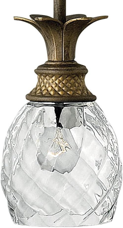 Hinkley Plantation Extra Small Single Pendant Light, Pineapple Design, Clear Optic Glass, Adjustable Height, Pearl Bronze Finish