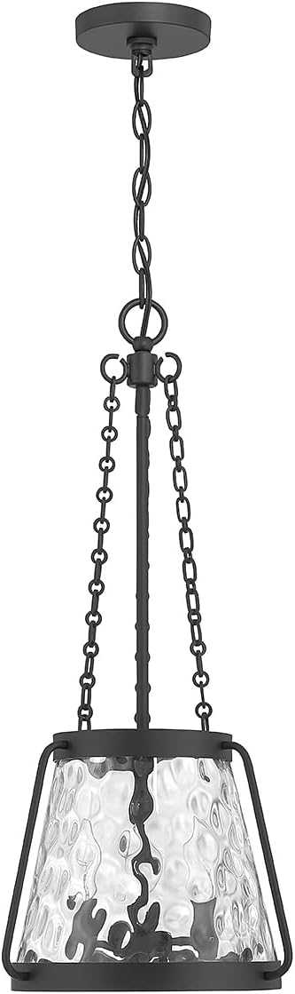 Savoy House 7-1803-3-89 Crawford Vintage Traditional Coastal Clear Water Glass Pendant, 3-Light 180 Total Watts, 26" H x 12" W, Matte Black
