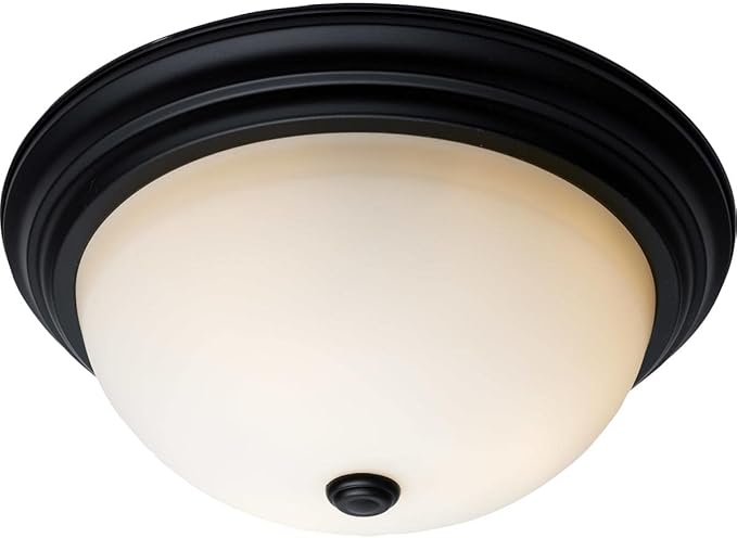 Nuvo Lighting 61020-15" 3 Lamp 120 Volt Matte Black White Glass Indoor Flush Mount Light Fixture (3 LT - 15 Flush Fixture BLK (60-129))