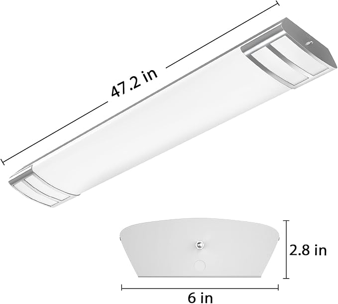 ANTLUX 4FT LED Light Fixtures, 3000K 4000K 5000K Selectable, 30W/40W/50W Dimmable 4 Foot Kitchen Ceiling Light Fixture, 48 Inch Flush Mount LED Wraparound Puff Lights for Kitchen, Laundry, Office