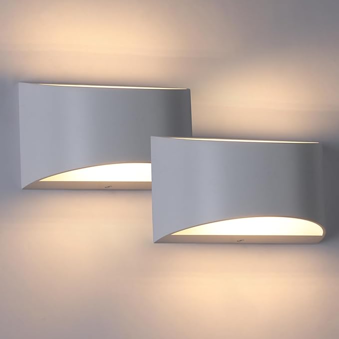 White Modern LED Wall Sconce (with G9 Bulbs) Hardwired Indoor Wall Lights Set of 2 Up and Down Wall Mount Light for Hallways, Bedrooms, Hallways, Living Room 3000K Warm White