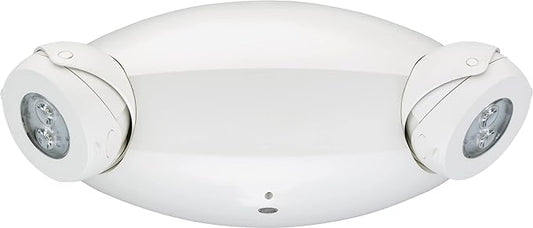 Lithonia Lighting Quantum Emergency Light, Contemporary Commercial LED Emergency Lights with 2 Aimable Lamp Heads, Ceiling or Wall Mount, White Thermoplastic, 120/277V Dual Voltage (ELM4L)