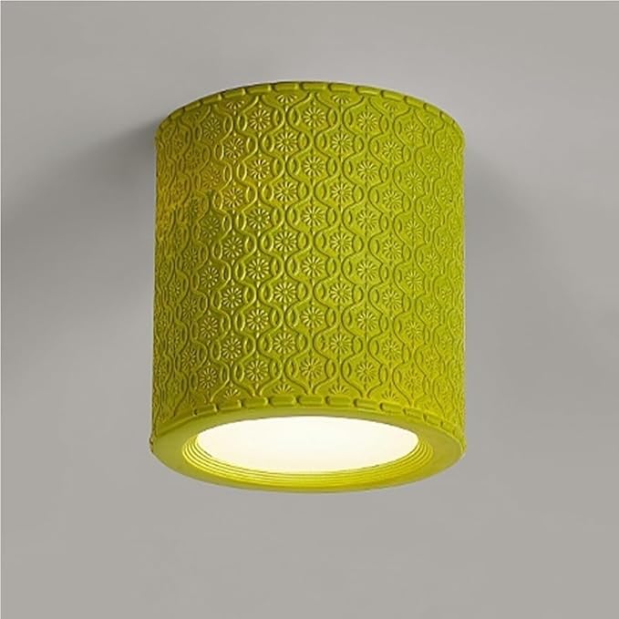 5.5 Inch Mini Nordic Resin Flush Mount Ceiling Light Cream Color Modern Minimalist Downlight Fixture for Bedroom Living Room Kitchen Hallway Restaurant(Yellow)