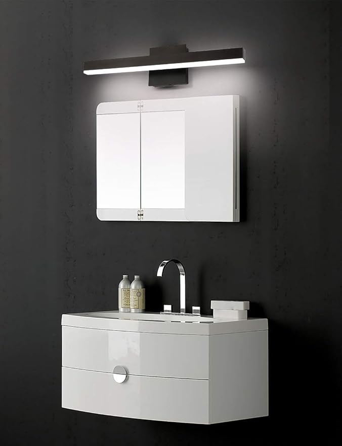 Joossnwell LED Bathroom Vanity Lighting Fixture Morden Bath Light Bar 23.62" Inch Black Wall Sconce 18W 4000K