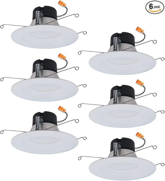 HALO LT 5 in / 6 in 6-Pack Indoor/Outdoor Recessed LED Retrofit Trim Can Lights 3CCT Selectable 3000K/4000K/5000K 600 Lumens Dimmable ENERGY STAR Certified