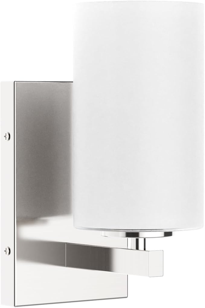Tawson Talos 1-Light Wall Sconce in Brushed Nickel with Satin Etched Glass Shade for Hallway, Entryway, Passway, Dining Room, Bathroom, Garage, Kitchen, Balcony, Living Room