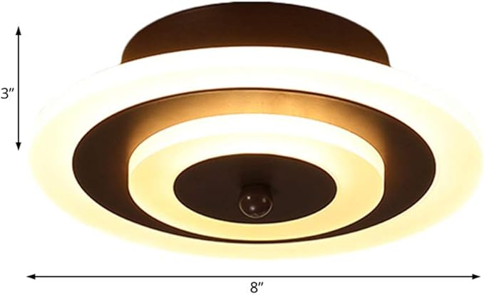 RUNNUP Acrylic Unique Minimalist Ceiling Lamp Minimalist Led Flush Mount Ceiling Light for Dining Hallway Living Kitchen Bedroom Room Kitchen Island Office,Brown-Round-Warm Light