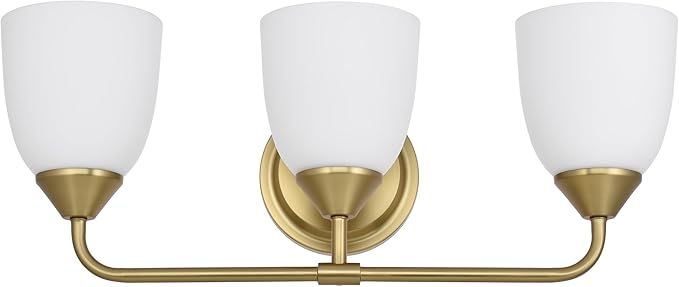 Gold 3-Light Traditional Bathroom Vanity Light Fixtures Over Mirror, Modern Vanity Lights for Living Room, Standard E26 Base, Aged Brass