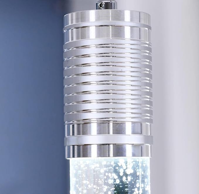 HAIXIANG Modern Kitchen Island Hanging Light Fixtures Crytstal Pendant Lighting for Kitchen Island Chrome Mini Chandelier with 6000K Daylight Bulb