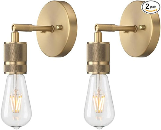 Phansthy 1-Light Sconce Light Antique Brass Finished Wall Sconces Set of Two for Bedroom Hallway Bathroom Living Room