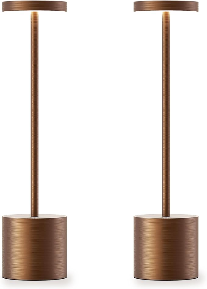 Cordless Rechargeable Battery Operated Dining Table Lamp 6000 mAh LED Desk Lamps 13.5 inches 3-Level Light Color Adjustable Dimmable Brightness for Reading/Restaurant/Study, Pack of 2