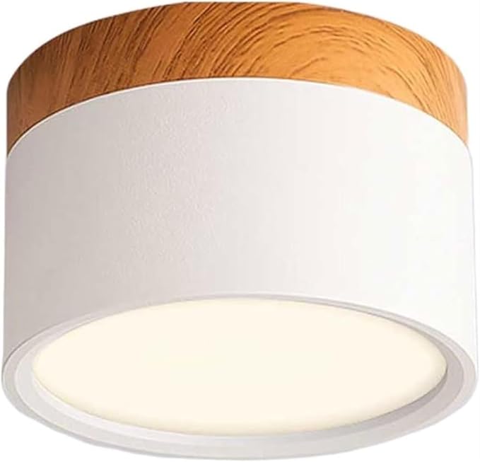KISAD Nordic Modern and Minimalism Ceiling Lights Macaron Color Semi Flush Mount Ceiling Light Cylindrical Ceiling Light Fixture for Bedroom(White)
