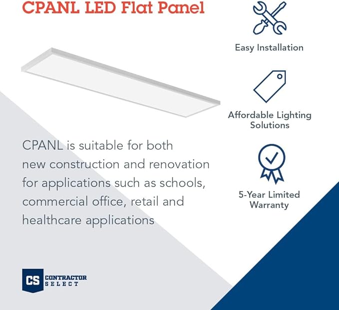 Lithonia Lighting CPANL 1x4 LED Flat Panel Light, 1 Ft. x 4 Ft. LED Light Panel, Ceiling Lighting Fixture, 2400/3300/4400 Adjustable Lumens, 3500K/4000K/5000K Switchable CCT, White