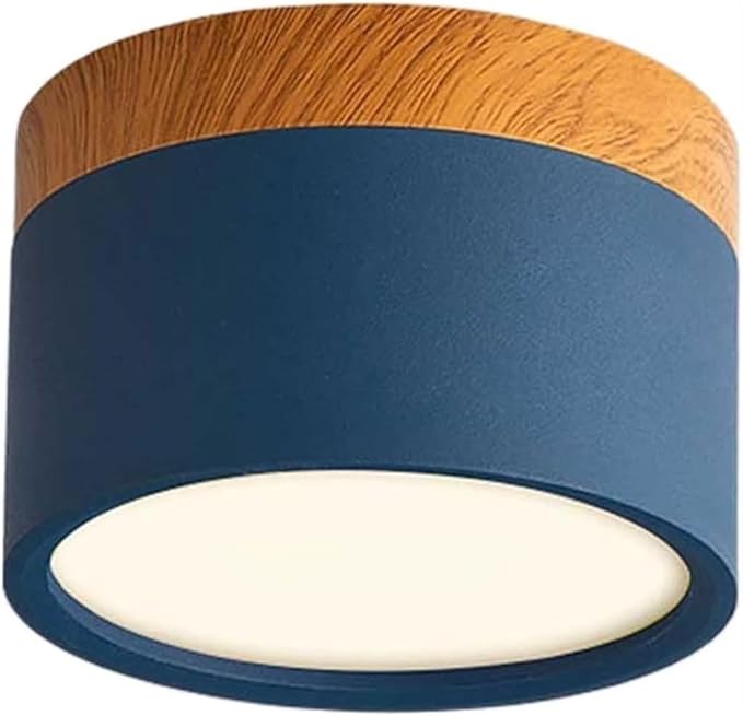 KISAD Nordic Modern and Minimalism Ceiling Lights Macaron Color Semi Flush Mount Ceiling Light Cylindrical Ceiling Light Fixture for Bedroom(Blue)