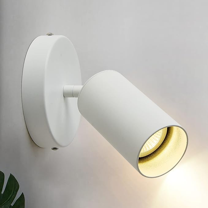 Track Lighting Ceiling Spotlight, White Ceiling Light Fixture, Gu10 Ceiling Spotlights Indoor Angle Adjustment Modern Wall Lamp for Living Room, Gallery, Cabinet, Hallway, Bedroom 2 Packs