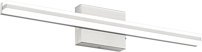 SOLFART Bathroom Light Fixtures Over Mirror 24 Inch Brushed Nickel Modern Vanity Light 5CCT Adjustable Brightness LED Mirror Light Fixture Anti-Glare Lighting Wide Illumination