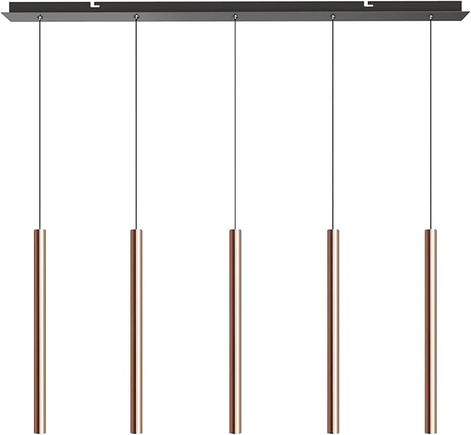 CANALIS 5 Mini Pendant Lighting Copper - LED Hanging Light Fixture for Kitchen Island, Bar, Foyer - Cluster Pendants - Dimmable, Adjustable Wire, Lamp Bulb Included