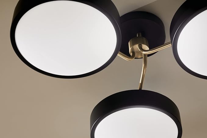 KICHLER Sago 52604BKCPZ Semi Flush LED 3-Light 40˝ with Clear Acrylic with Inside Satin Etch in Black and Champagne Bronze