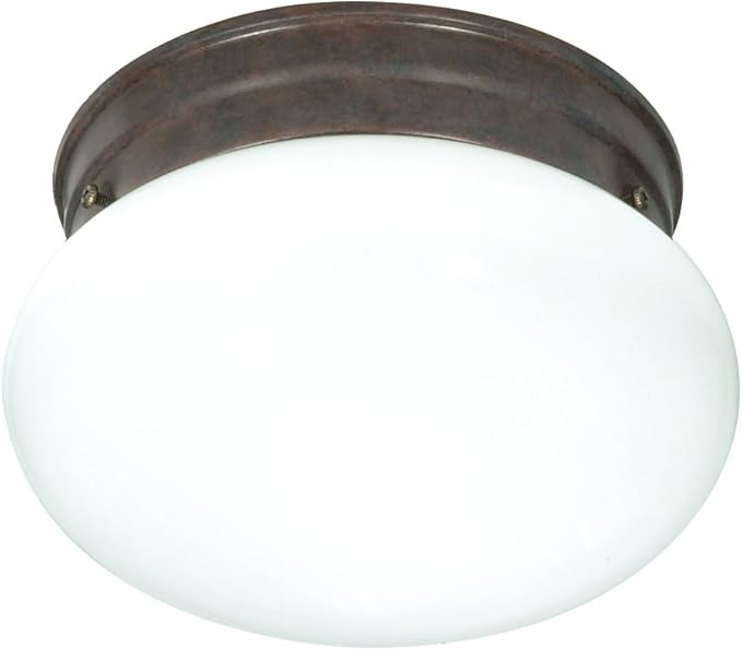 NUVO SF76/600 One Light Mushroom Flush Mount, Old Bronze/White Glass