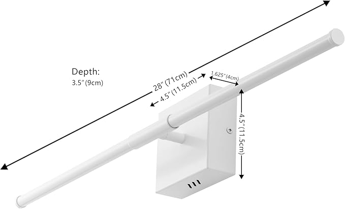 JONATHAN Y 28" White Modern Dimmable Integrated LED Wall Sconce, Metal Vanity Light for Bathroom Mirror Bedroom Hallway, Sleek Hardwired Wall Lamp Fixture, 3000K (JYL7022G)