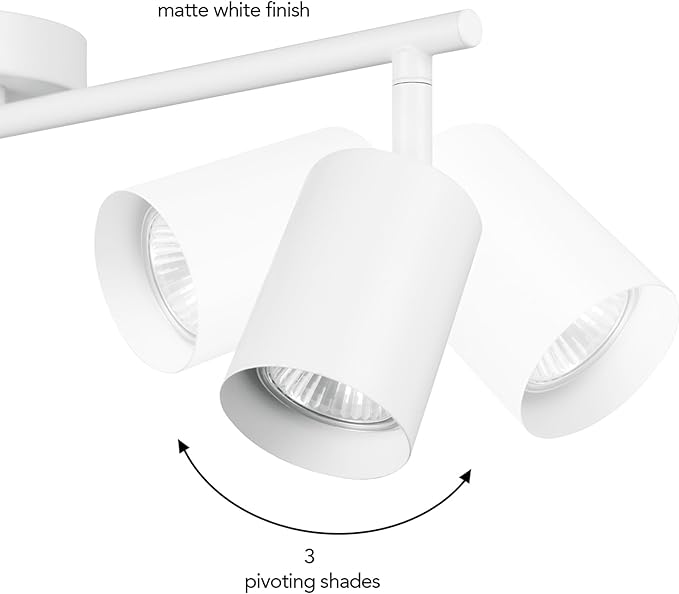 Globe Electric 64000092 21" 3-Light Track Lighting, Matte White, Pivoting Shades, Ceiling Lamp for Bedroom, Kitchen, Hallway, Bathroom, Den, Dining Room, Home Décor
