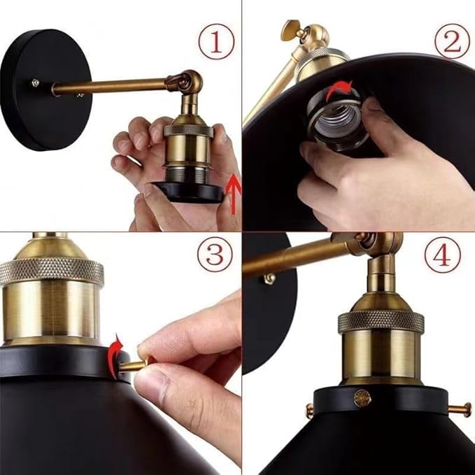 Wall Sconces, Bathroom Wall Sconce, Black & Gold Wall Lighting, Bathroom Vanity Light, Indoor Wall Lamp for Living Room, Hallway