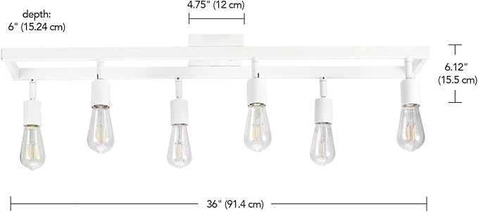 Globe Electric 64000095 36" 6-Light Track Lighting, Matte White, Pivot Sockets, Ceiling Lamp for Bedroom, Kitchen, Hallway, Bathroom, Den, Dining Room, Home Décor