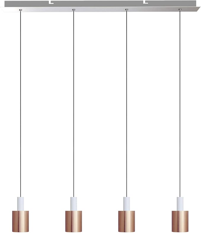 Virgo 4 Mini Pendant Lighting White-Copper - LED Hanging Light Fixture for Kitchen Island, Bar, Foyer - Cluster Pendants - Dimmable, Adjustable Wire, Lamp Bulb Included