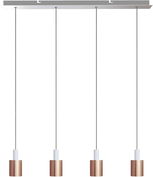 Virgo 4 Mini Pendant Lighting White-Copper - LED Hanging Light Fixture for Kitchen Island, Bar, Foyer - Cluster Pendants - Dimmable, Adjustable Wire, Lamp Bulb Included