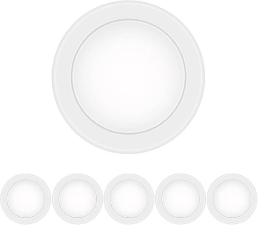 6 Pack 6 Inch LED Disk Light, Dimmable Flush Mount Ceiling Lights, Daylight 5000K, 15W 1100LM, CRI 90+, Low Profile Surface Mount Ceiling Disc Light, Wet Rated, Installs into Junction Box, ETL & FCC