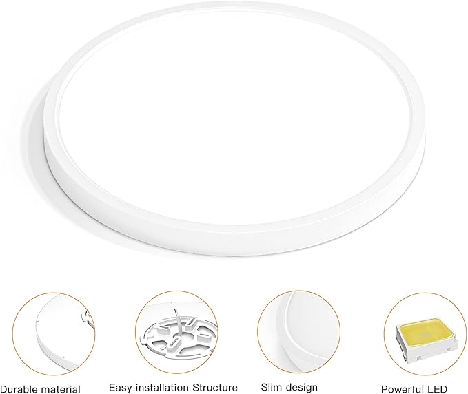 TALOYA Dimmable Flush Mount Ceiling Light,15.8Inch,24W,5 CCT,LED Ceiling Light Fixture for Bedroom,Kitchen,Living Room,White