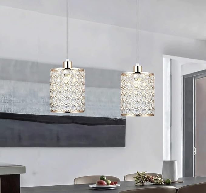 Battery Operated Pendant Lights with Remote 3 Packs, Rechargeable Pendant Light Not Hardwired,Crystal Glass Chandelier Cordless Ceiling Hanging Lamp for Kitchen Island Dining Room Table